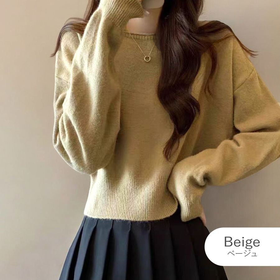 ニットトップス セーター レディースニット 長袖 長そで 体型カバー 着まわし ベーシック オフィスカジュアル 7カラー クルーネック フリーサイズ プルオーバー JOCOSA 7270