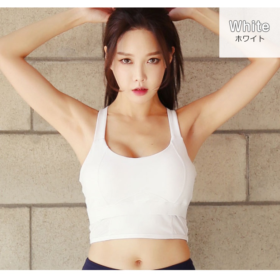 スポーツブラ レディース 春夏秋冬 新作 スポーツウェア ブラトップ インナー カップ付き 下着 アンダーウェア ワンポイントロゴ 長め丈 ジョギング フィットネス ヨガ ジム タイト スポーティー おしゃれ 韓国風 ブラック 黒 ホワイト 白 SMLXL JOCOSA 8726 送料無料 即納