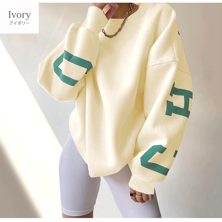 スウェット 裏起毛 バックロゴ トレーナー トップス 長袖 韓国ファッション 大人 レディース グレー ダークグレー レッド ベージュ グリーン ミントグリーン ブラウン アイボリー S M L XL JOCOSA 7176