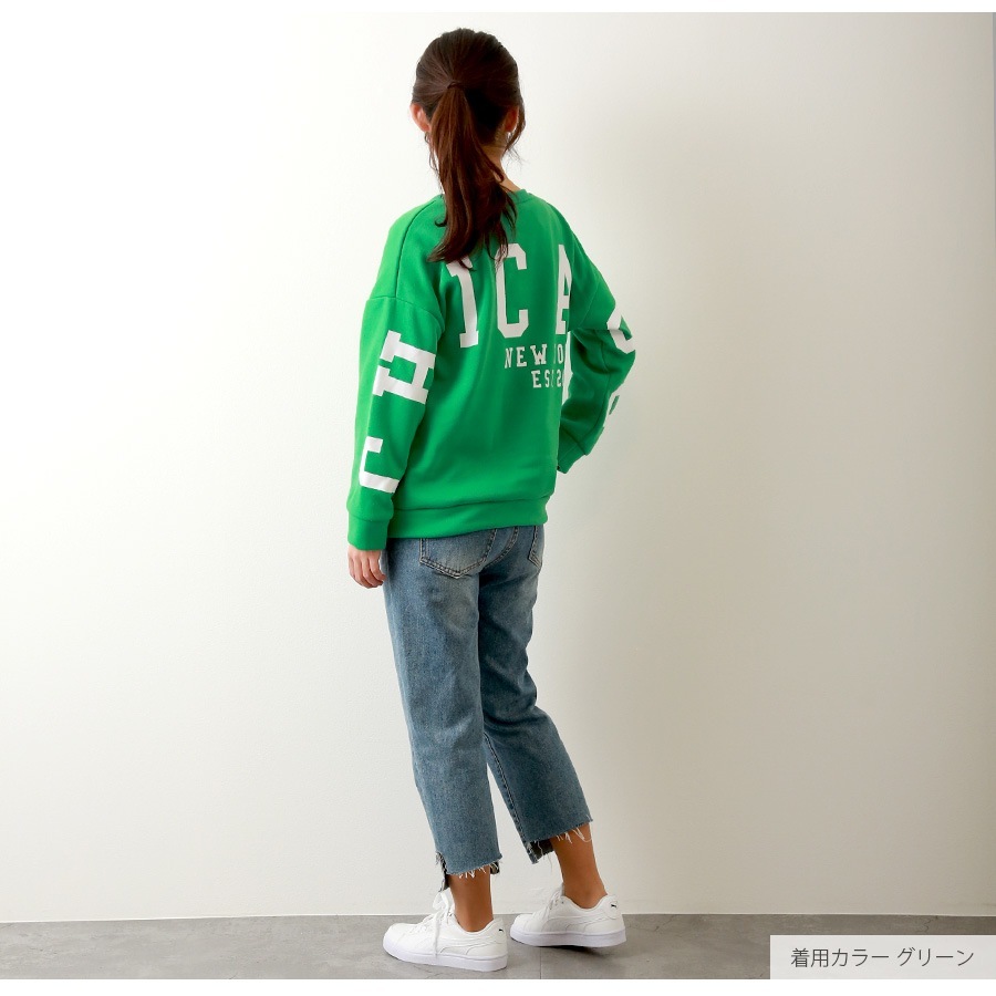 スウェット 裏起毛 バックロゴ トレーナー トップス 長袖 韓国ファッション 大人 レディース グレー ダークグレー レッド ベージュ グリーン ミントグリーン ブラウン アイボリー S M L XL JOCOSA 7176