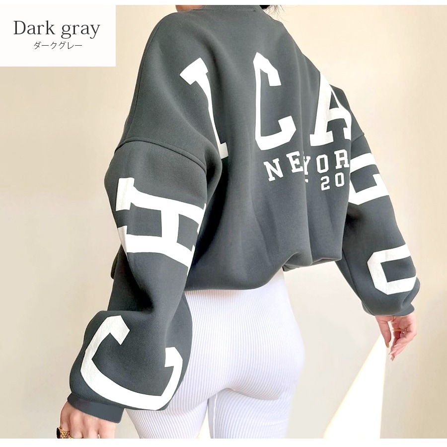 スウェット 裏起毛 バックロゴ トレーナー トップス 長袖 韓国ファッション 大人 レディース グレー ダークグレー レッド ベージュ グリーン ミントグリーン ブラウン アイボリー S M L XL JOCOSA 7176