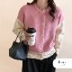 ニットカーディガン ニットトップス バイカラー デザインカーディガン 大人可愛い ボリューム 厚手 スタジャン カジュアル 長袖 長そで 体型カバー 着回し フリーサイズ JOCOSA 9316