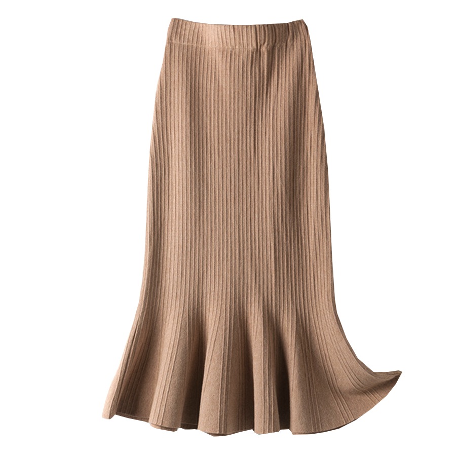 ニットスカート ミディ丈 マーメイド ロング ウエストゴム 大人可愛い フェミニン おしゃれ 韓国 韓国風 春夏秋冬 新作 ブラック 黒 アイボリー グレー ベージュ フリーサイズ JOCOSA 8177 送料無料 即納