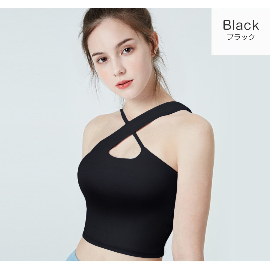 スポーツブラ レディース 春夏秋冬 新作 スポーツウェア トップス スポブラ ブラトップ インナー 下着 カップ付き クロス 無地 シンプル ベーシック ヨガ ジム ジョギング フィットネス アンダーウェア サンゴ ブラック 黒 ブルー 青 S M L XL JOCOSA 8727 送料無料 即納