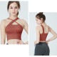 スポーツブラ レディース 春夏秋冬 新作 スポーツウェア トップス スポブラ ブラトップ インナー 下着 カップ付き クロス 無地 シンプル ベーシック ヨガ ジム ジョギング フィットネス アンダーウェア サンゴ ブラック 黒 ブルー 青 S M L XL JOCOSA 8727 送料無料 即納
