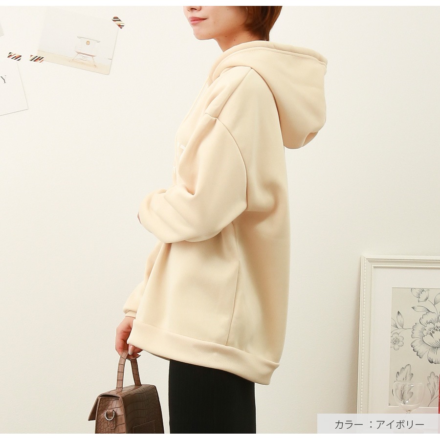 トップス 裏起毛 パーカー 長袖 レディース 春 秋 冬 新作 ブラック レッド グリーン ミントグリーン イエローグリーン ブルー マスタード アイボリー M L XL JOCOSA 7239