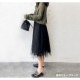 プリーツスカート ベロア チュールスカート ミディ丈 ロング フレア リバーシブル ウエストゴム 大人可愛い フェミニン おしゃれ 韓流 韓国風 春夏秋冬 新作 ブラック 黒 ブラウン 茶 グレー フリーサイズ JOCOSA 8178 送料無料 即納
