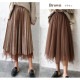プリーツスカート ベロア チュールスカート ミディ丈 ロング フレア リバーシブル ウエストゴム 大人可愛い フェミニン おしゃれ 韓流 韓国風 春夏秋冬 新作 ブラック 黒 ブラウン 茶 グレー フリーサイズ JOCOSA 8178 送料無料 即納