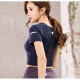 Tシャツ スポーツウェア トップス レディース 春夏秋冬 新作 半袖 肌見せ メッシュ タイト ショート丈 スポーティー おしゃれ 大人可愛い ランニング トレーニング フィットネス ヨガ ジム 韓国風 ブラック 黒 ネイビー 紺 ピンク SMLXL JOCOSA 8728 送料無料 即納