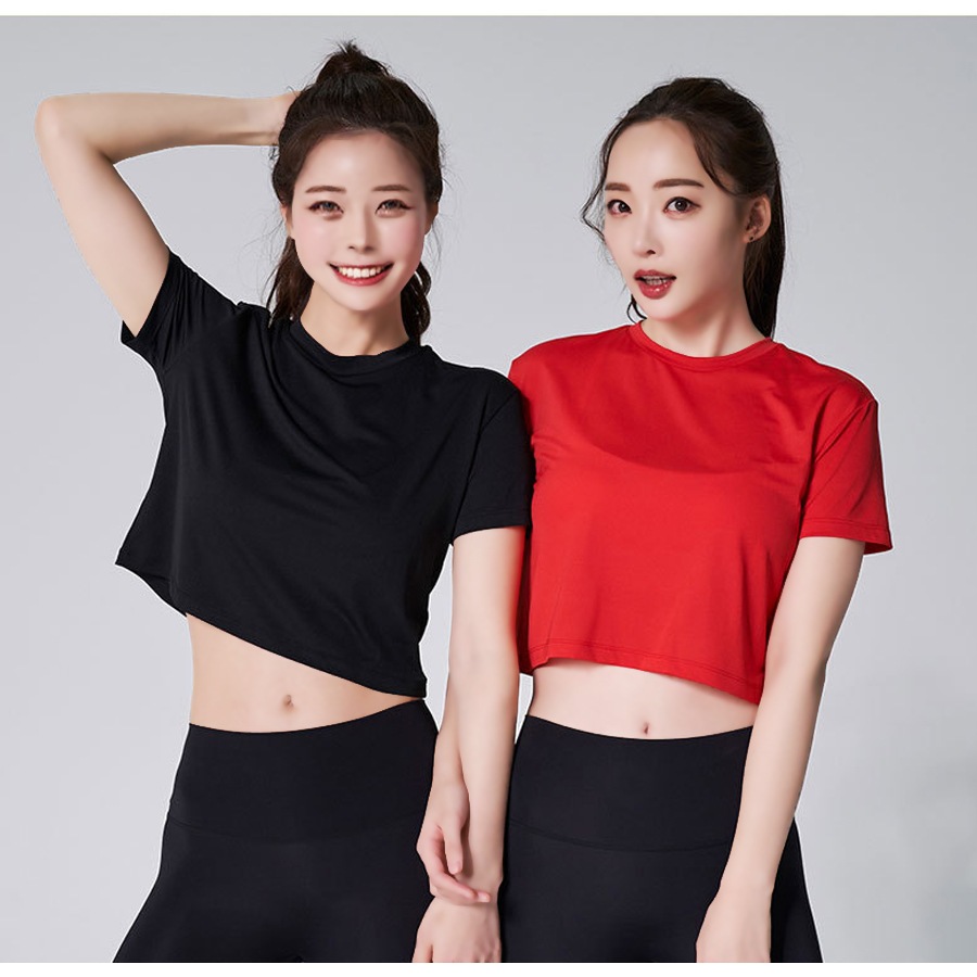 Tシャツ スポーツウェア トップス レディース 春夏秋冬 新作 半袖 へそ出し タイト ショート丈 スポーティー おしゃれ 大人可愛い フィットネス ヨガ ジム 韓国風 ブラック 黒 ホワイト 白 ネイビー 紺 ピンク レッド 赤 紫 パープル SML JOCOSA 8729