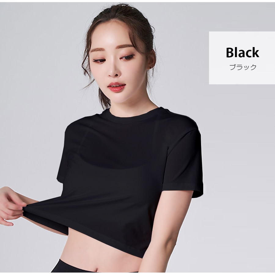 Tシャツ スポーツウェア トップス レディース 春夏秋冬 新作 半袖 へそ出し タイト ショート丈 スポーティー おしゃれ 大人可愛い フィットネス ヨガ ジム 韓国風 ブラック 黒 ホワイト 白 ネイビー 紺 ピンク レッド 赤 紫 パープル SML JOCOSA 8729