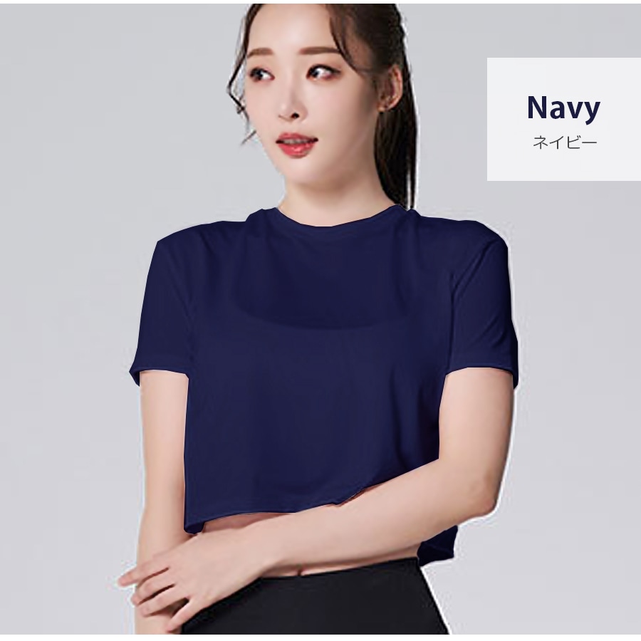 Tシャツ スポーツウェア トップス レディース 春夏秋冬 新作 半袖 へそ出し タイト ショート丈 スポーティー おしゃれ 大人可愛い フィットネス ヨガ ジム 韓国風 ブラック 黒 ホワイト 白 ネイビー 紺 ピンク レッド 赤 紫 パープル SML JOCOSA 8729