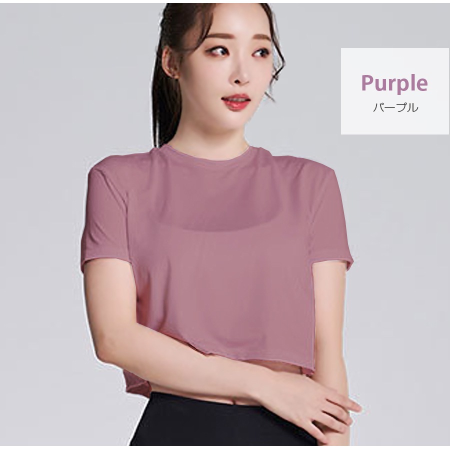 Tシャツ スポーツウェア トップス レディース 春夏秋冬 新作 半袖 へそ出し タイト ショート丈 スポーティー おしゃれ 大人可愛い フィットネス ヨガ ジム 韓国風 ブラック 黒 ホワイト 白 ネイビー 紺 ピンク レッド 赤 紫 パープル SML JOCOSA 8729