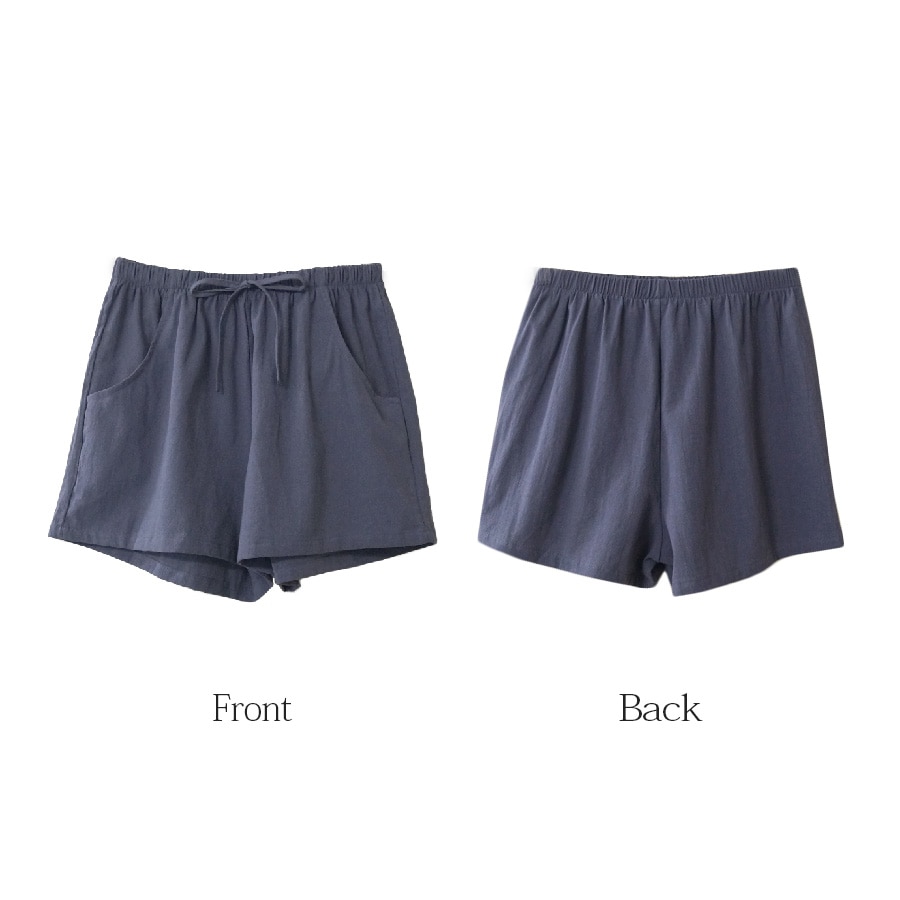 ショートパンツ ルームウェア スポーツウェア パンツ ボトムス レディース 韓国ファッション 韓国 麻 綿 ポケット 無地 ゴム 春 夏 秋 冬 新作 ホワイト 白 グレー ブラック 黒 ピンク オレンジ カーキ グリーン 緑 イエロー 黄色 S M L XL JOCOSA 8187