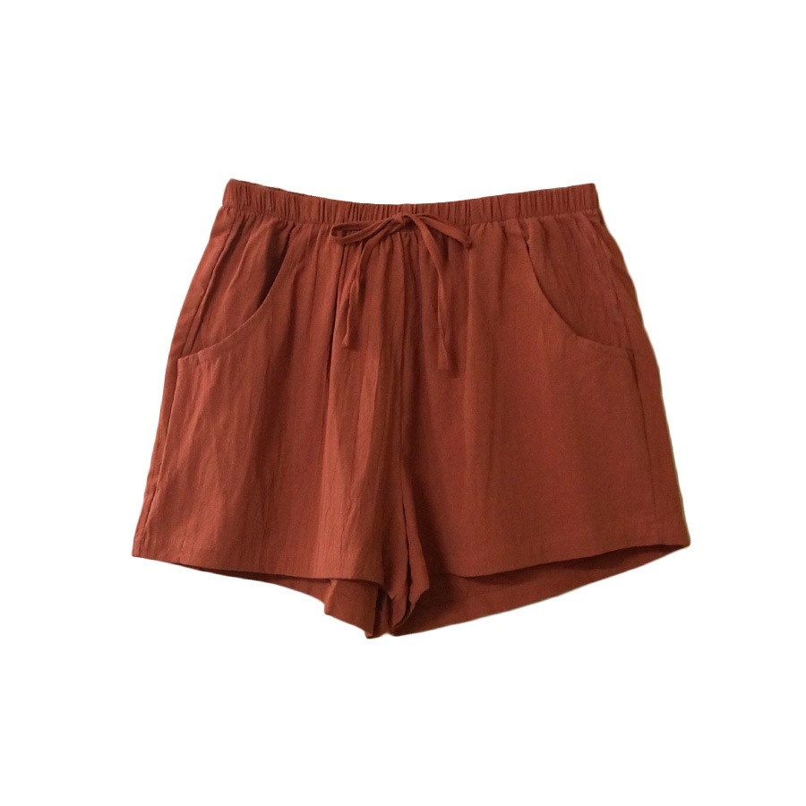 ショートパンツ ルームウェア スポーツウェア パンツ ボトムス レディース 韓国ファッション 韓国 麻 綿 ポケット 無地 ゴム 春 夏 秋 冬 新作 ホワイト 白 グレー ブラック 黒 ピンク オレンジ カーキ グリーン 緑 イエロー 黄色 S M L XL JOCOSA 8187