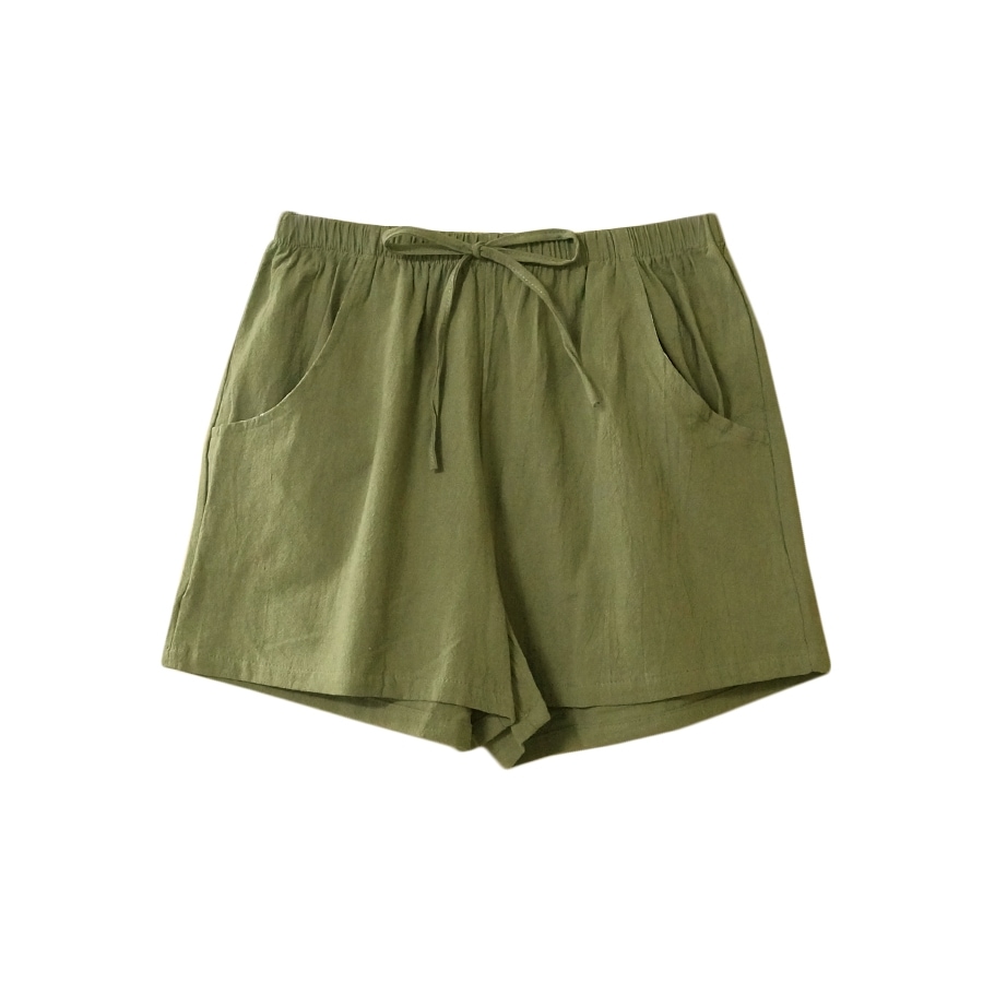 ショートパンツ ルームウェア スポーツウェア パンツ ボトムス レディース 韓国ファッション 韓国 麻 綿 ポケット 無地 ゴム 春 夏 秋 冬 新作 ホワイト 白 グレー ブラック 黒 ピンク オレンジ カーキ グリーン 緑 イエロー 黄色 S M L XL JOCOSA 8187