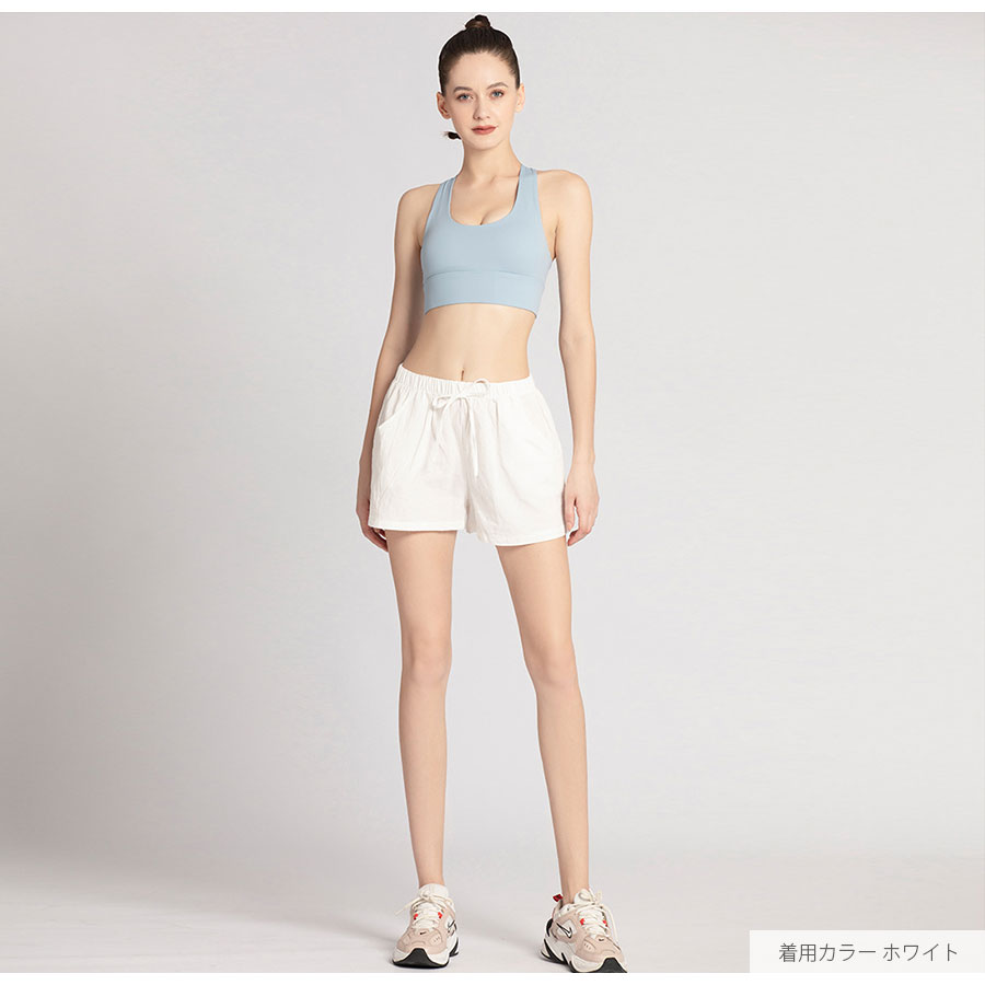 ショートパンツ ルームウェア スポーツウェア パンツ ボトムス レディース 韓国ファッション 韓国 麻 綿 ポケット 無地 ゴム 春 夏 秋 冬 新作 ホワイト 白 グレー ブラック 黒 ピンク オレンジ カーキ グリーン 緑 イエロー 黄色 S M L XL JOCOSA 8187