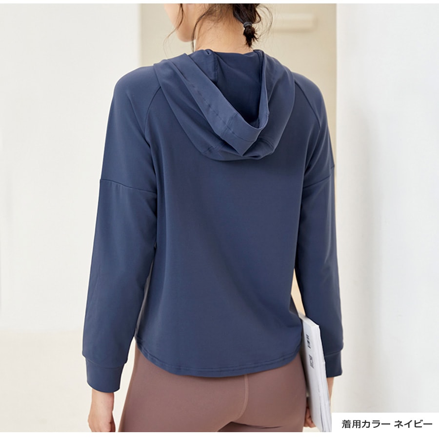 ジャージ 上着 フード付き スポーツウェア　フィットネス ヨガ レディース 韓国ファッション トップス 長袖 大人 かわいい おしゃれ シンプル ジム 春 夏 秋 冬 新作 ブラック 黒 ブルー 青 ネイビー 紺 パープル 紫 S M L XL JOCOSA 8745