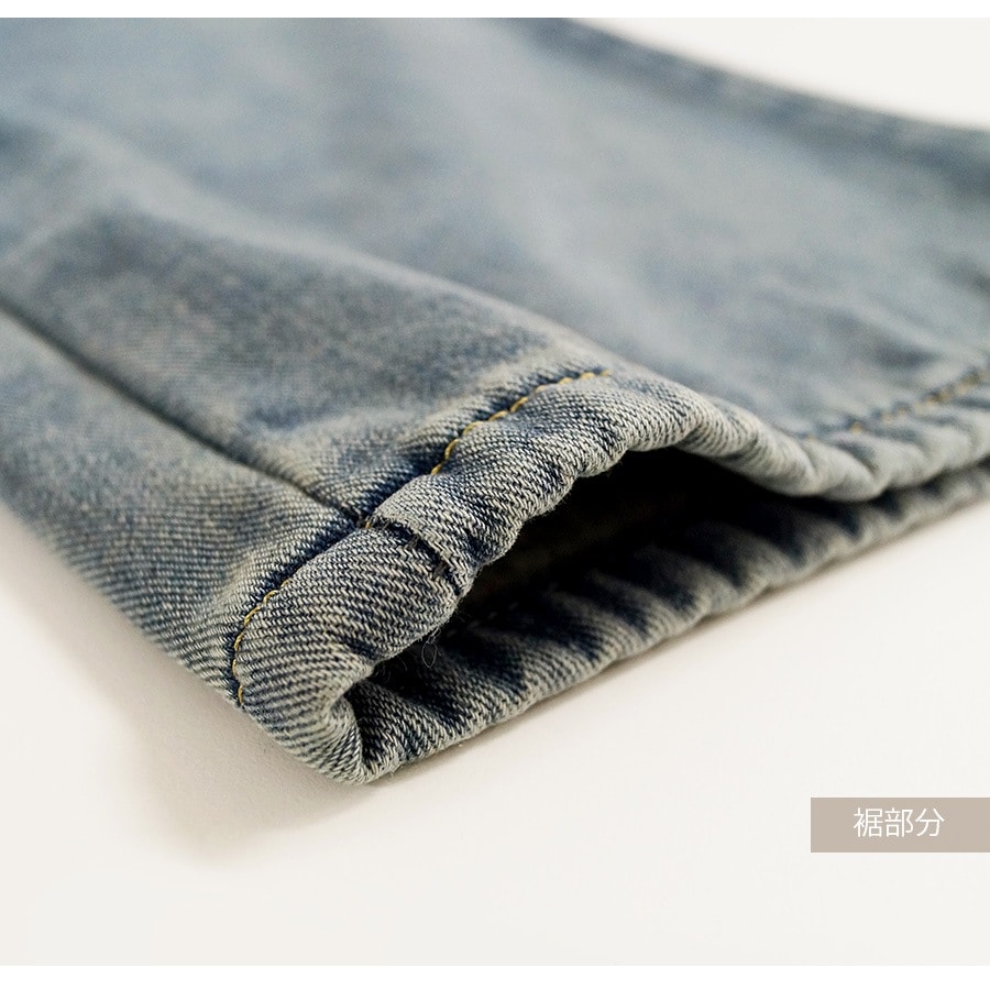 裏起毛 デニム ハイウエスト ストレート 定番 シンプル 脚長 パンツ カジュアル ロング丈 ポケット 韓国ファッション レディース 新作 春 秋 冬 ブルー S M L XL JOCOSA 9120