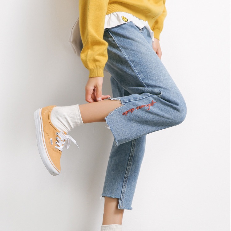 パンツ レディース デニム 九分丈 ジーンズ ワイドパンツ 刺繍 ロゴ 切りっぱなし ヴィンテージ 綿 コットン 春 夏 秋 冬 ボトムス JOCOSA 送料無料 即納 8140