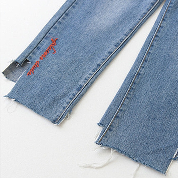 パンツ レディース デニム 九分丈 ジーンズ ワイドパンツ 刺繍 ロゴ 切りっぱなし ヴィンテージ 綿 コットン 春 夏 秋 冬 ボトムス JOCOSA 送料無料 即納 8140