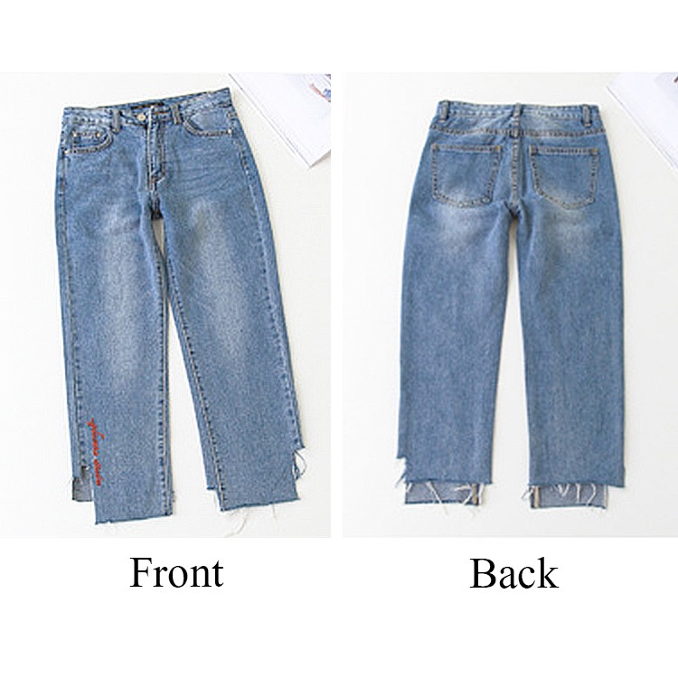 パンツ レディース デニム 九分丈 ジーンズ ワイドパンツ 刺繍 ロゴ 切りっぱなし ヴィンテージ 綿 コットン 春 夏 秋 冬 ボトムス JOCOSA 送料無料 即納 8140