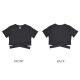 Tシャツ スポーツウェア トップス レディース 春夏秋冬 新作 半袖 へそ出し タイト ウエストクロス ショート丈 スポーティー おしゃれ 大人可愛い フィットネス ヨガ ジム 韓国風 ブラック 黒 グレー 灰 S M L XL JOCOSA 8731 送料無料 即納