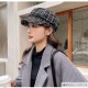 キャスケット 帽子 レディース 韓国 韓国ファッション チェック柄 アジャスター付き おしゃれ 大人 可愛い キャップ 春 秋 冬 新作 ブラック 黒 グレー 灰 ホワイト 白 フリーサイズ JOCOSA 9401
