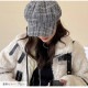 キャスケット 帽子 レディース 韓国 韓国ファッション チェック柄 アジャスター付き おしゃれ 大人 可愛い キャップ 春 秋 冬 新作 ブラック 黒 グレー 灰 ホワイト 白 フリーサイズ JOCOSA 9401