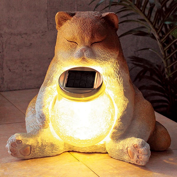 ○ソーラーライト ぽちゃネコ｜メルシーオンラインショップ