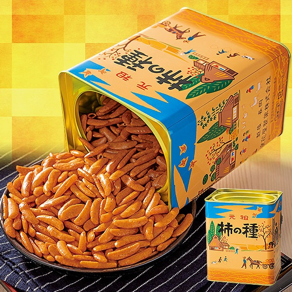 元祖柿の種缶入 170g｜メルシーオンラインショップ