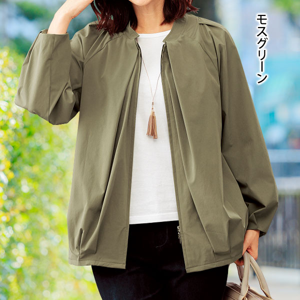 タック使いジャケット モスグリーン
