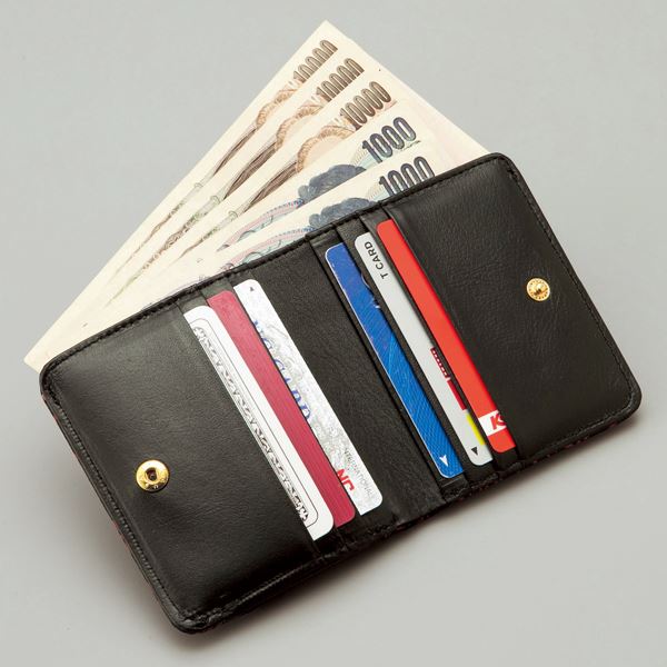 鹿革 印伝トンボ柄二つ折財布