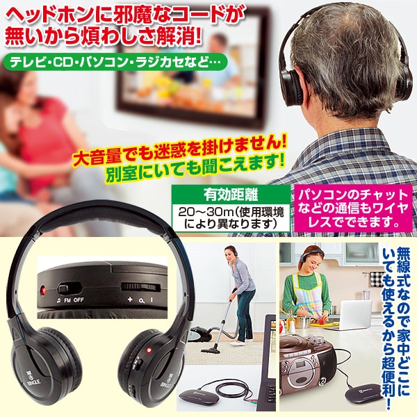 コードレスヘッドフォン 楽々聴くちゃん