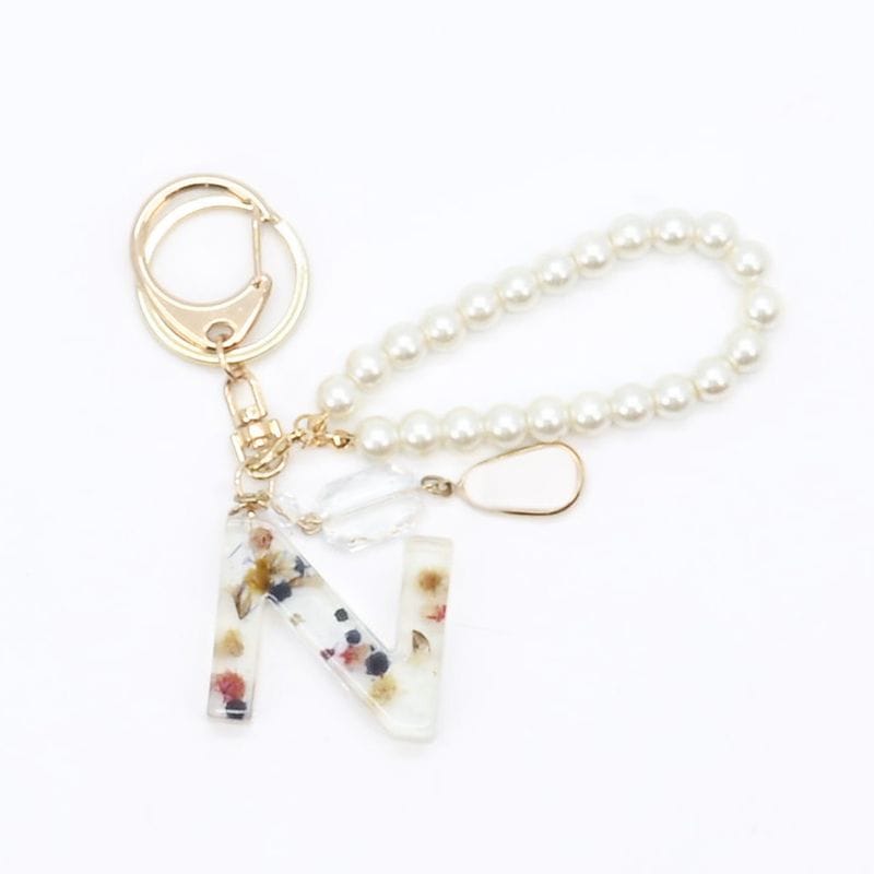 フラワーアルファベットチャーム - N