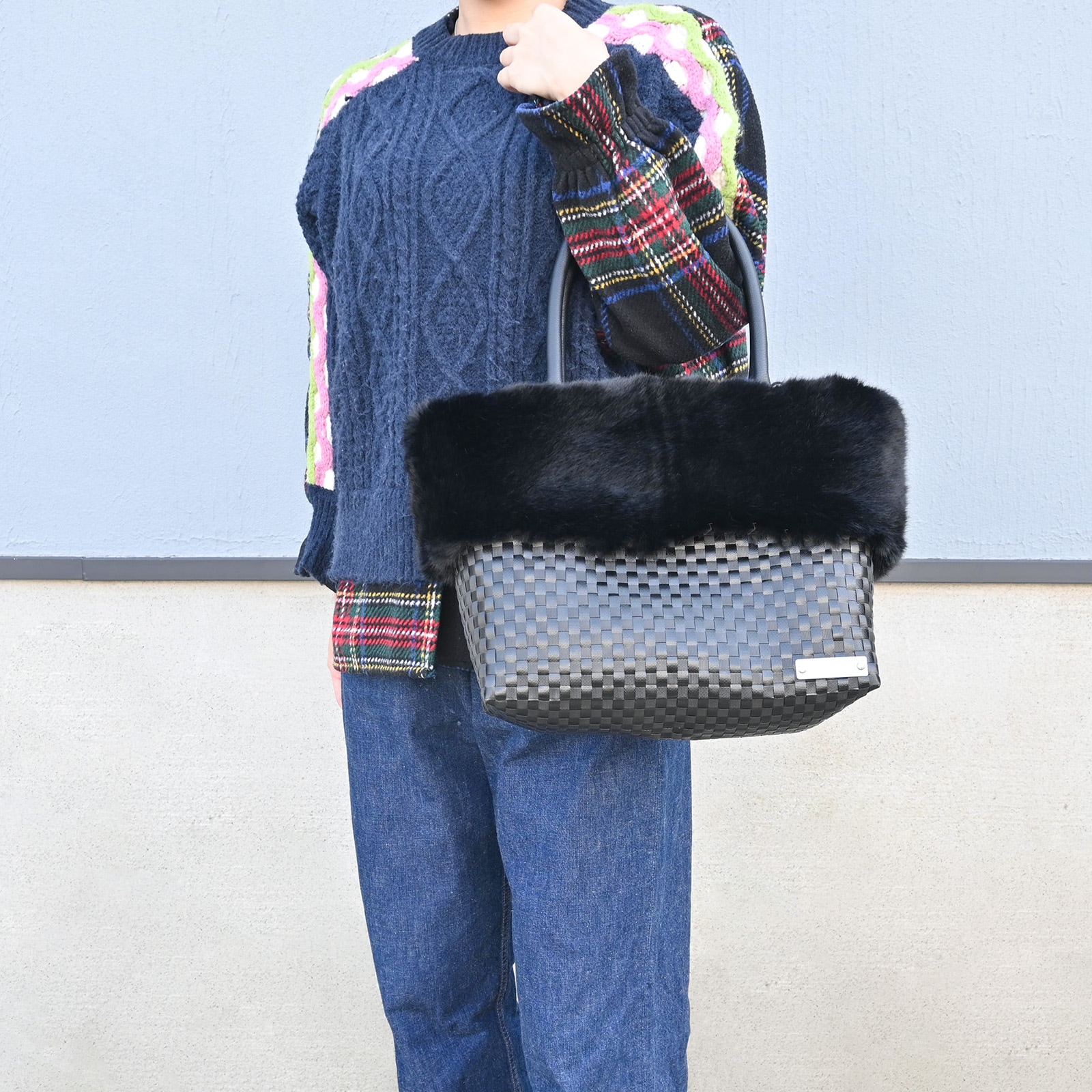 Fu×haru様ブラック1枚 HARU FUR L - BLACK<br>【ファー着脱可】 | プラバッグ,Lサイズ