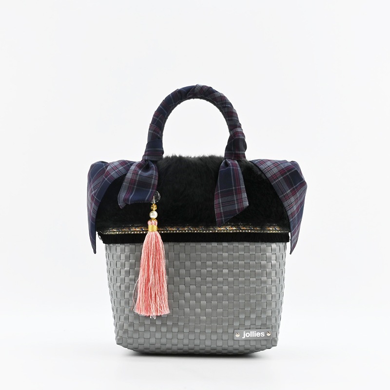 BAG SCARF CHECK D.GR/RD