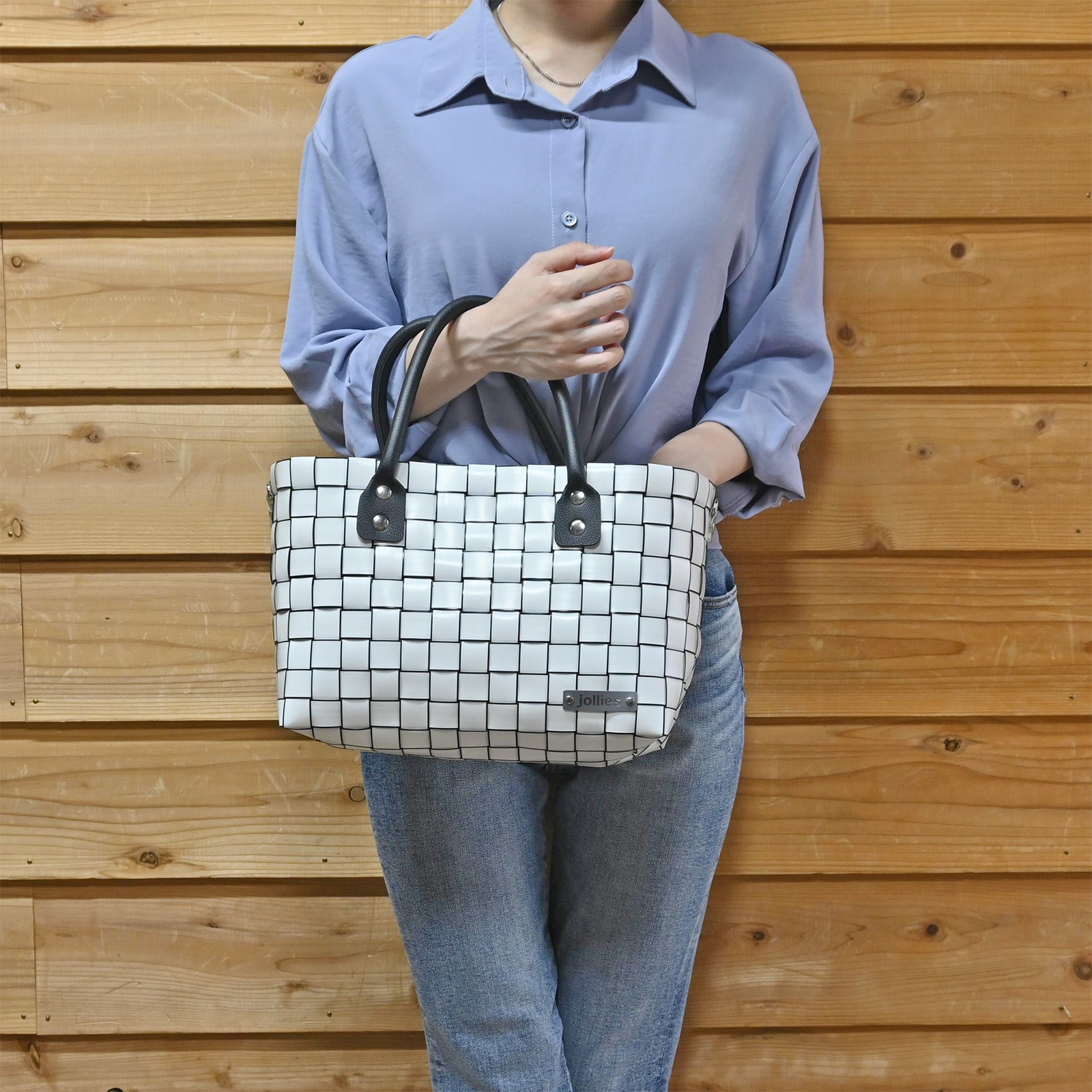 ショルダー対応】<br>RAY M - LINE WHITE | プラバッグ,Mサイズ