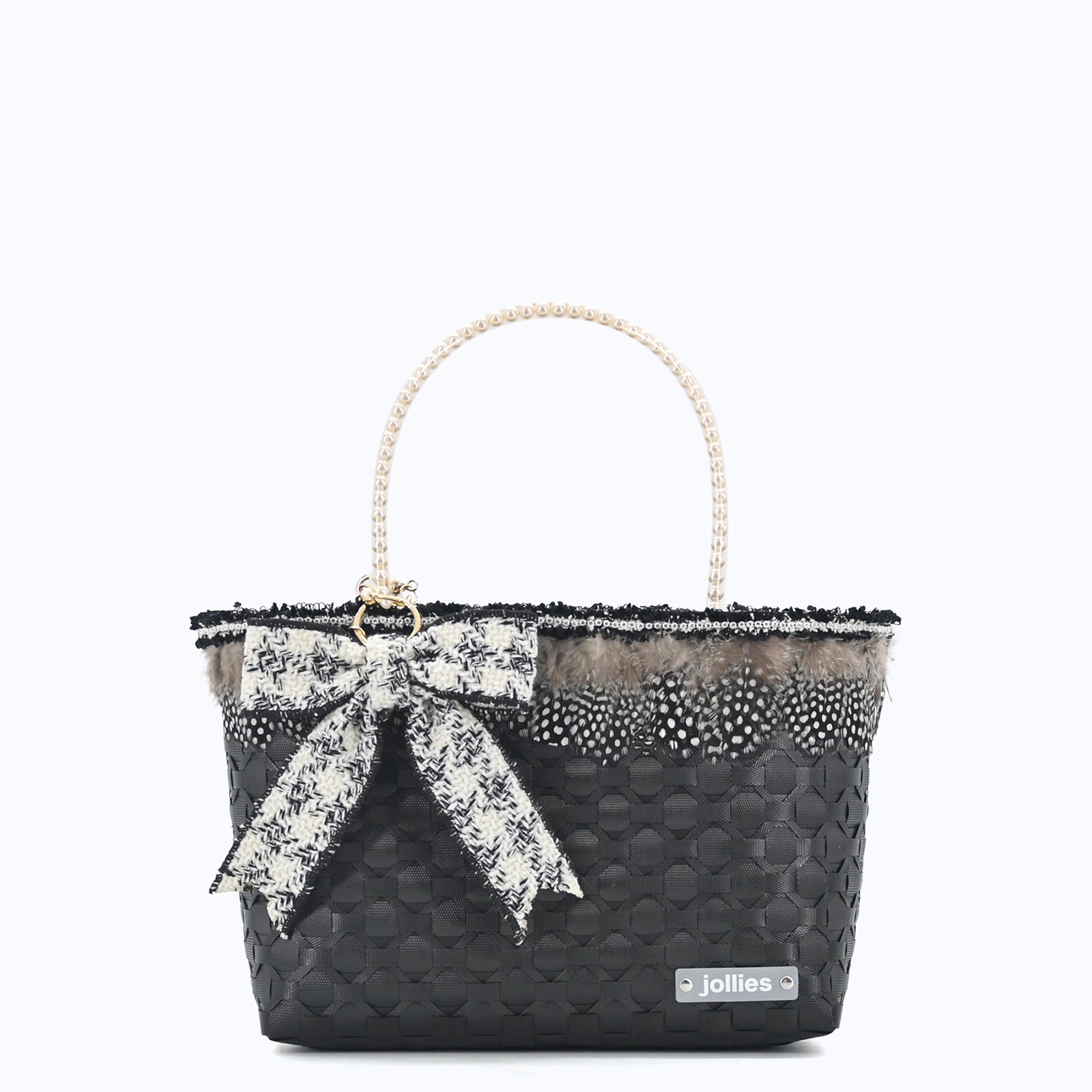 リボンチャーム ツイード - WHITE