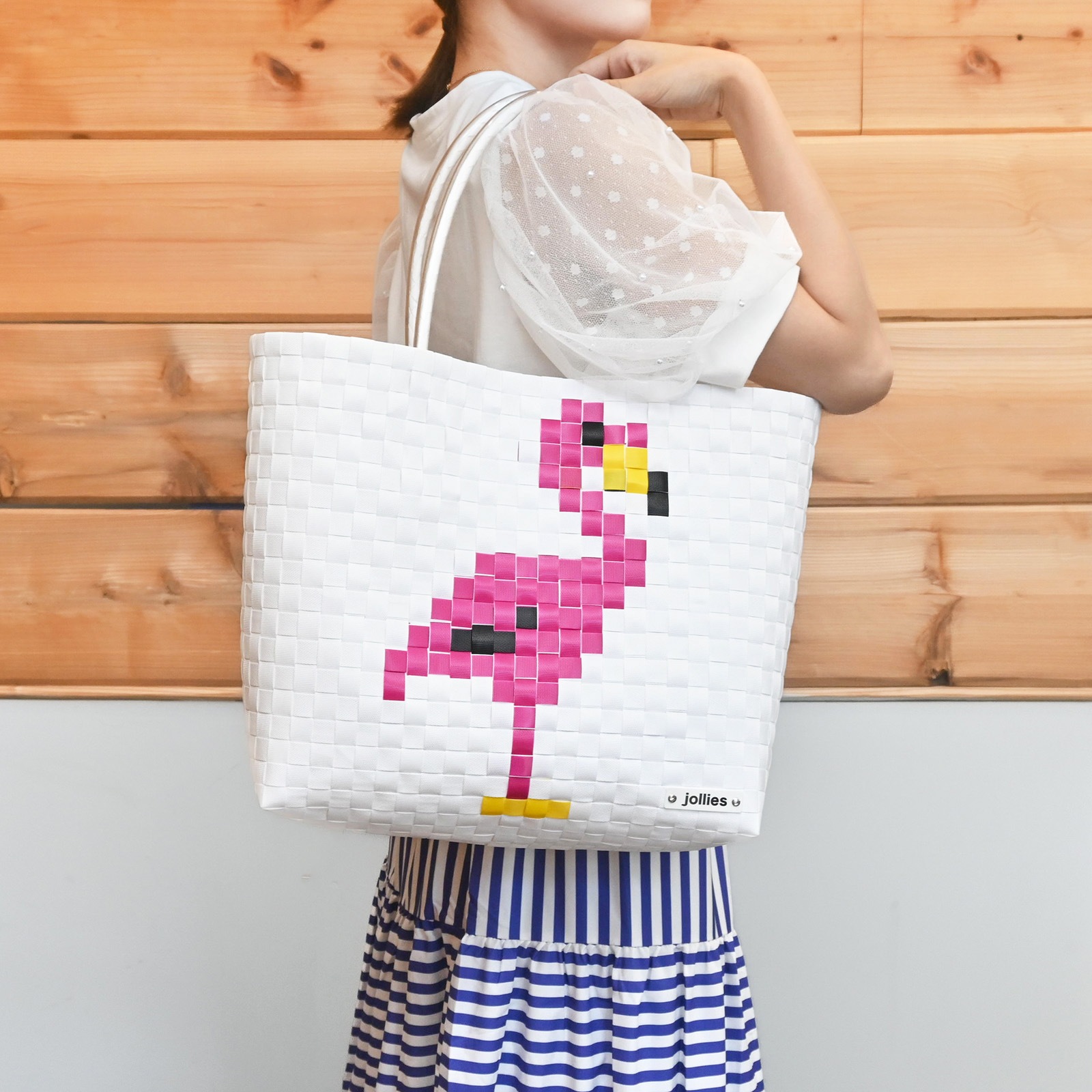 フラミンゴページです！ フラミンゴ L - WHITE | プラバッグ,柄から探す,ドット絵シリーズ