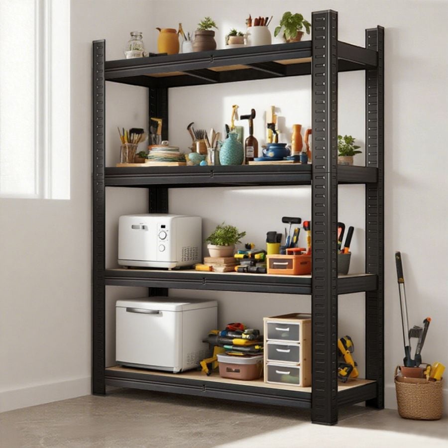 スチールラック 4段 メタルラック 高さ調整可能 幅70×奥行35×高さ150cm 耐荷100kg/段・防水MDF 防サビ加工 組み立て簡単 キッチンラック 業務用/キッチン/ガレージ/倉庫/ガレージ