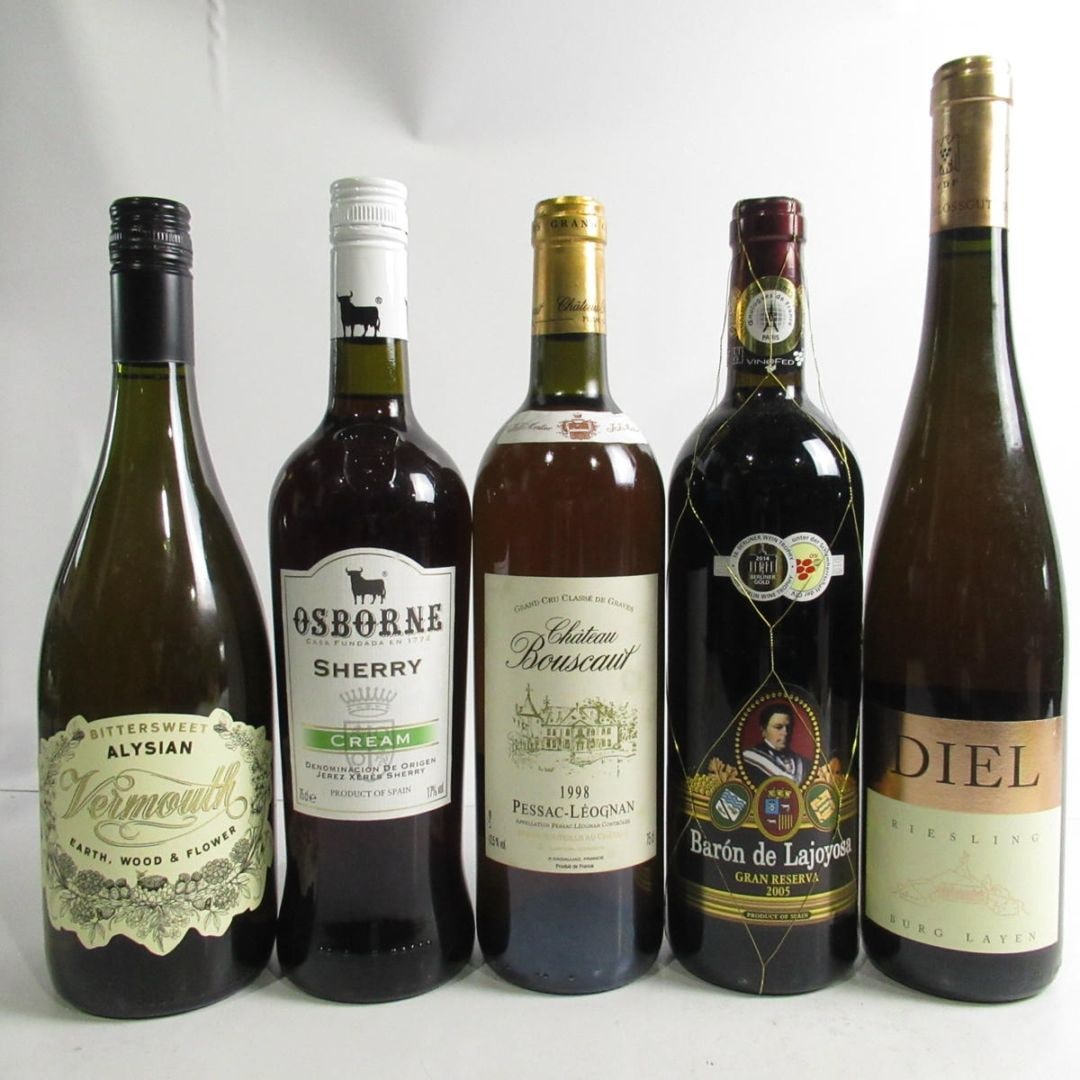 【5本セット】ワイン各種（ナーエ ブルク ライヤー リースリング 2012 8.5% 750ml 等） 箱なし