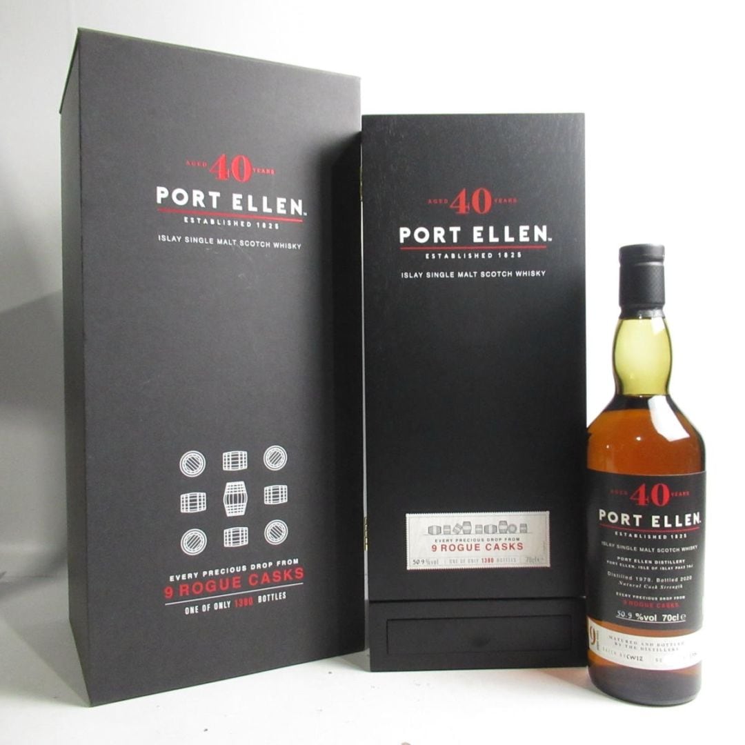 タイムセール！空瓶‼️PORT ELLEN 12年 カスクストレングス 700ml PORT ELLEN（ポートエレン）40年 9ルージュカスク 1979-2020 箱付の