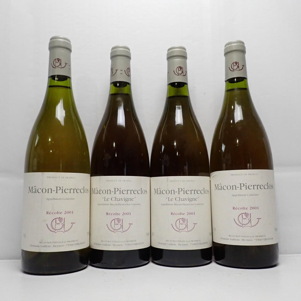 【4本セット】Guffens Heynen（ギュファン エナン）マコン ピエールクロ 各種（ル シャヴィーニュ 2001 13％ 750ml 等） 箱なし