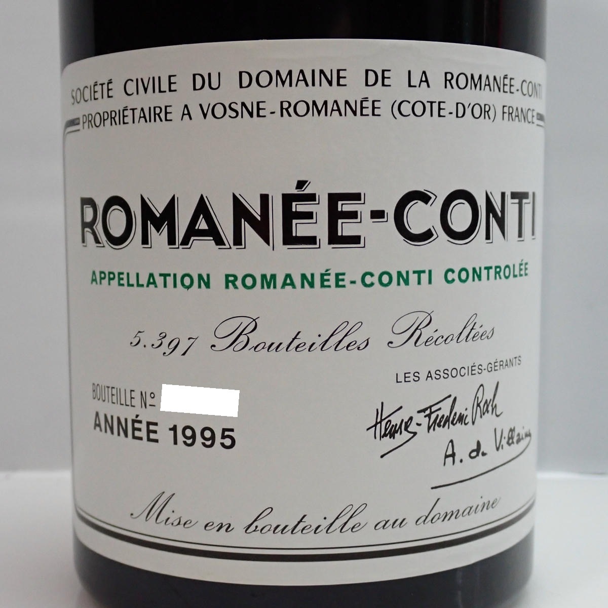 DRC ROMANEE-CONTI（ロマネ コンティ）1995 サントリー 箱なし ※液面