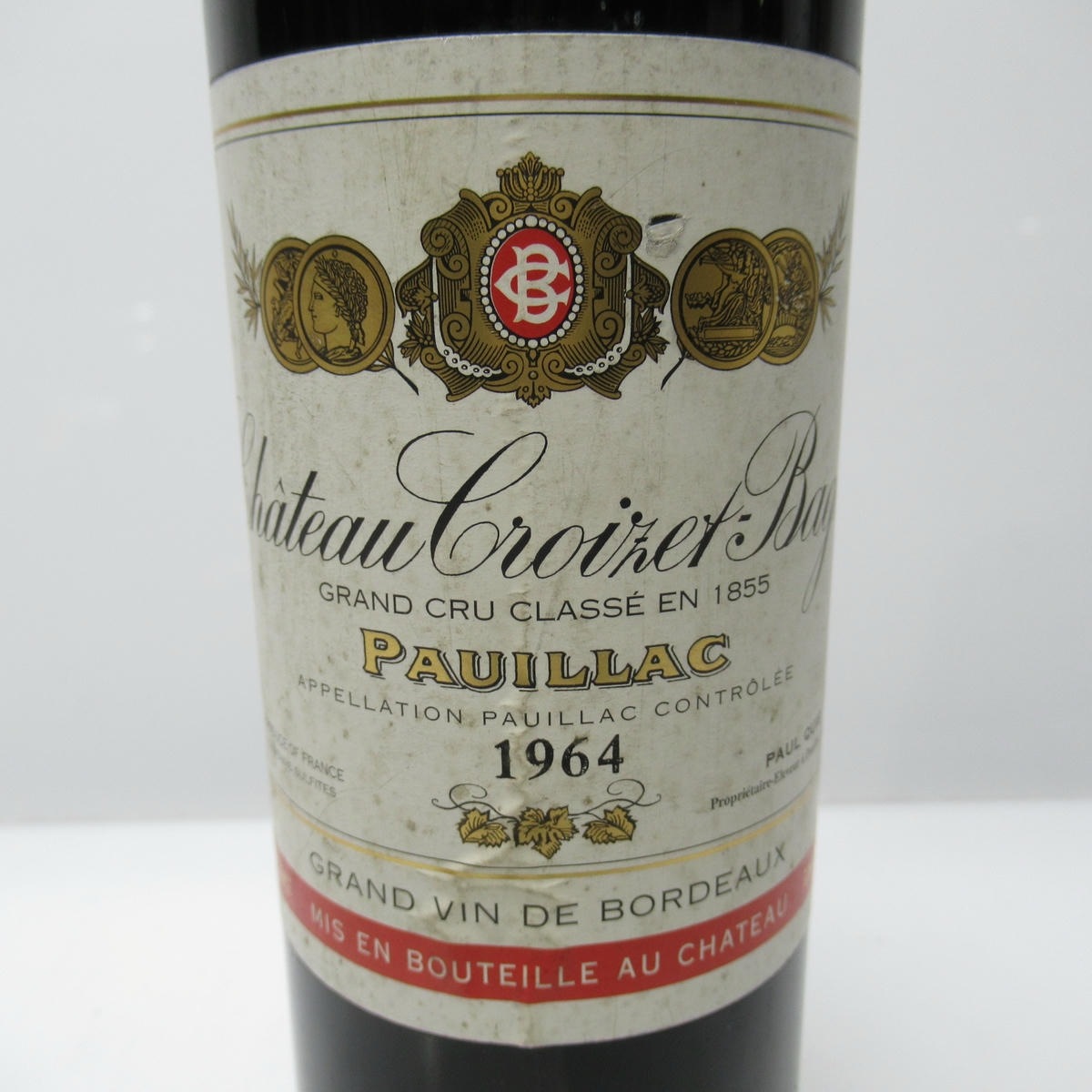 1964 年クロ・バージュPaul Compainセラー保管 CHATEAU CROIZET-BAGES（シャトー クロワゼ バージュ）1964 箱なし
