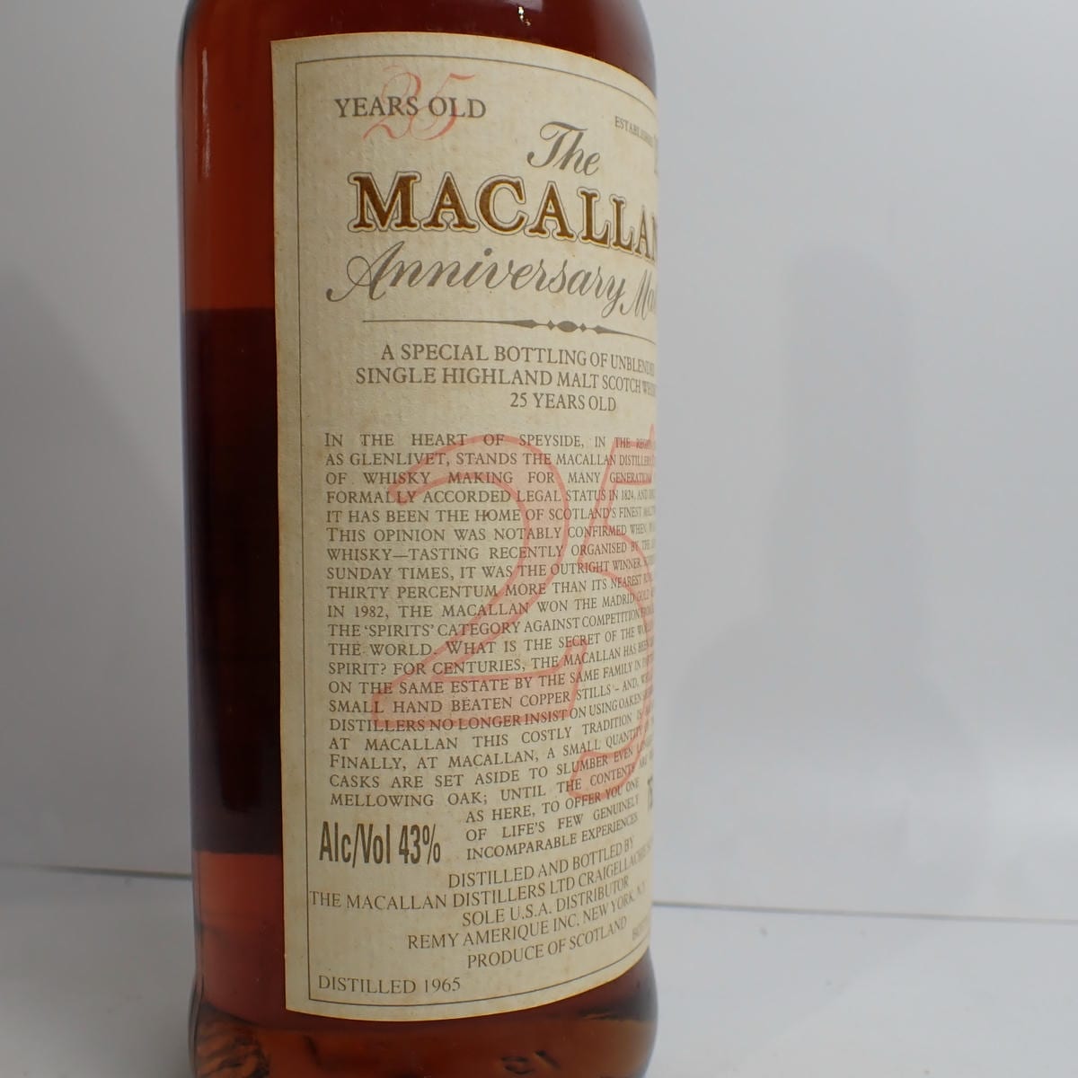 The MACALLAN（マッカラン）25年 アニバーサリーモルト 1965-1991 箱付