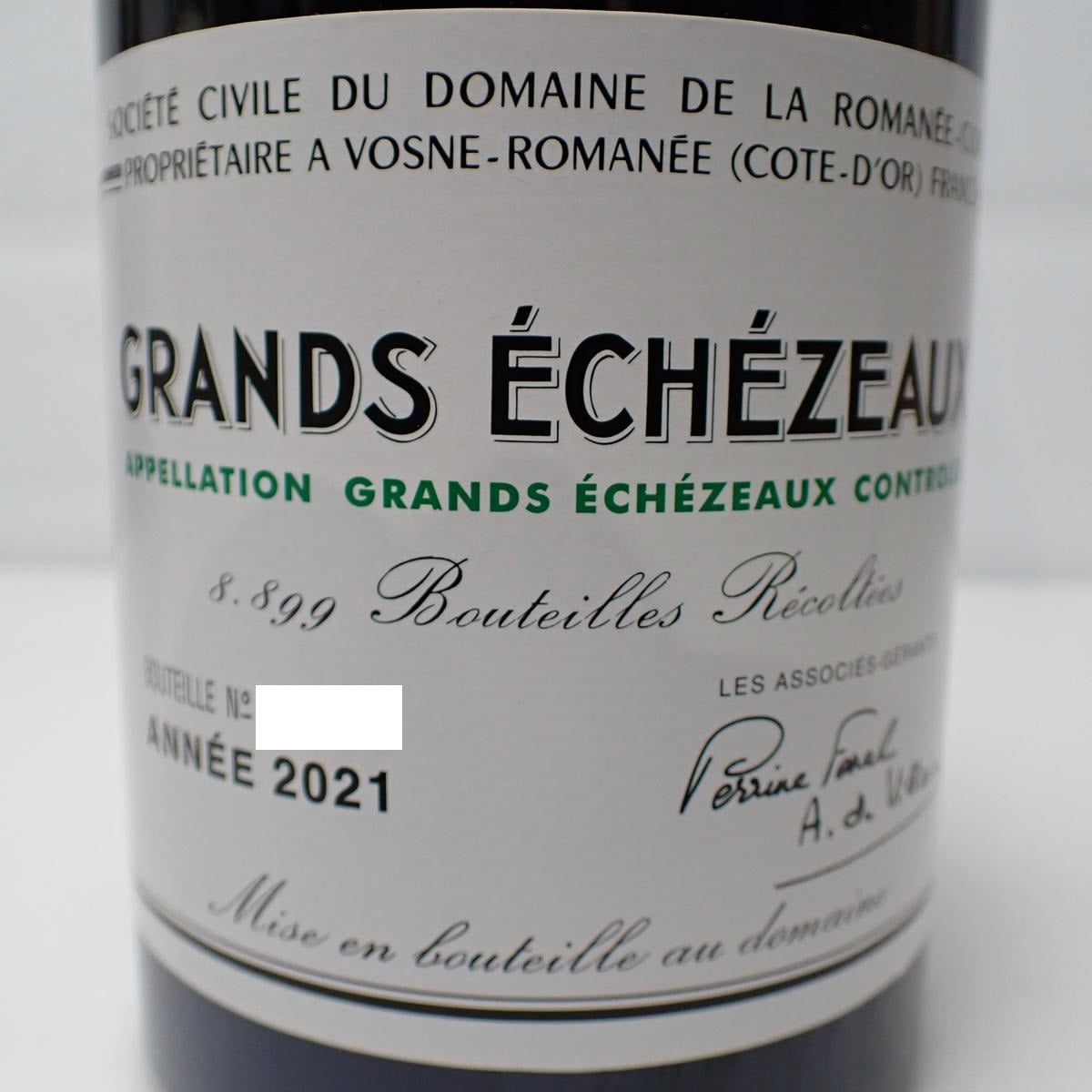 GRANDS ÉCHÉZEAUX 2021 空瓶 DRC GRANDS ECHEZEAUX（グランエシェゾー）2021 ファインズ 箱なしの