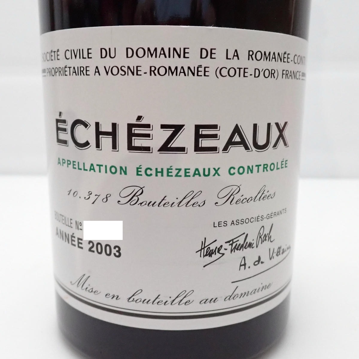 DRC ECHEZEAUX（エシェゾー）2003 箱なしの通販ショップ・価格相場