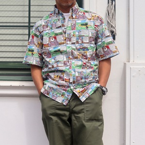 キャプテンサンタ ポパイ 長袖シャツ 柄シャツ 総柄 希少 L ネイビー キャプテンサンタ ポパイ 長袖シャツ 柄シャツ 総柄 希少 L ネイビー